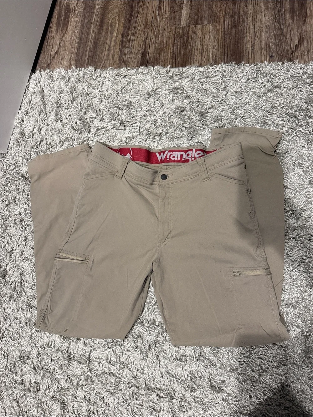 Wrangler Men's Tan Cargo Pants with Zippered Pockets